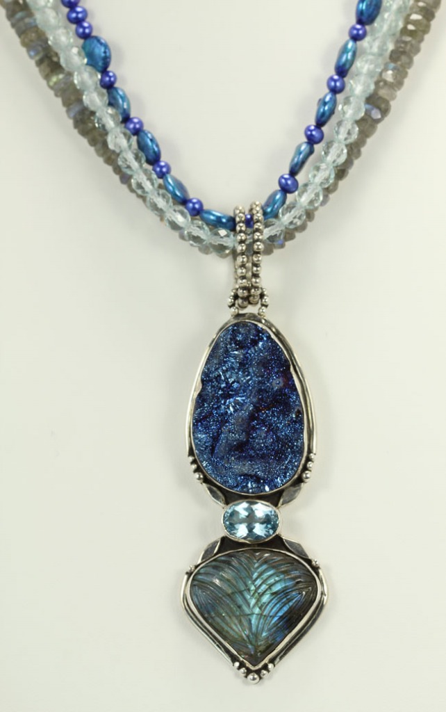 Echo of the Dreamer Spectrolite & Drusy Pendant Necklace