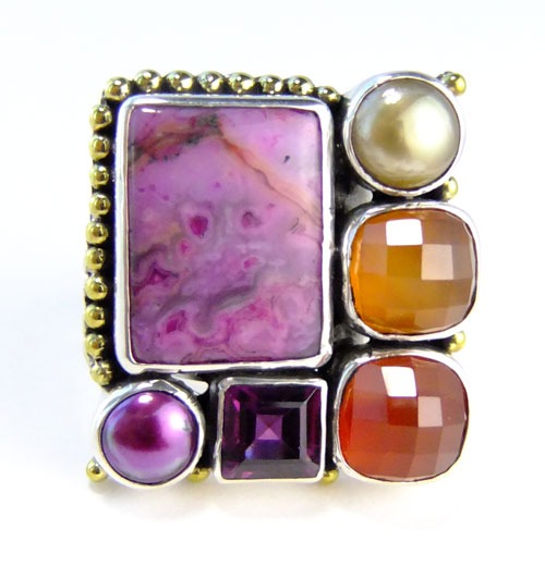 Fuschia Gem Cluster Ring