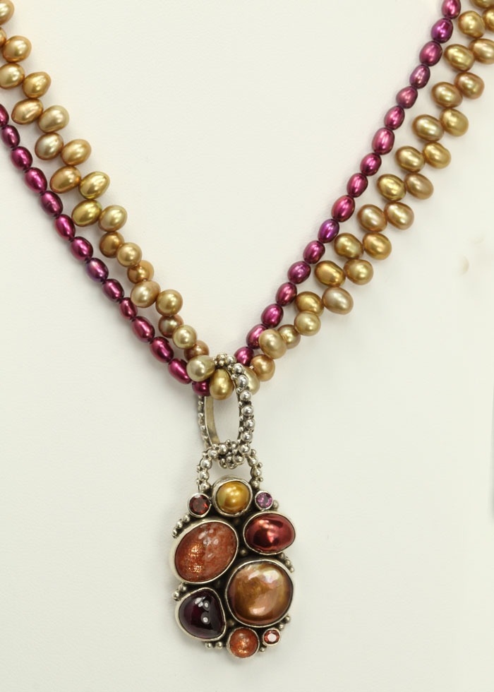 Gemstone Cluster Pendant Necklace