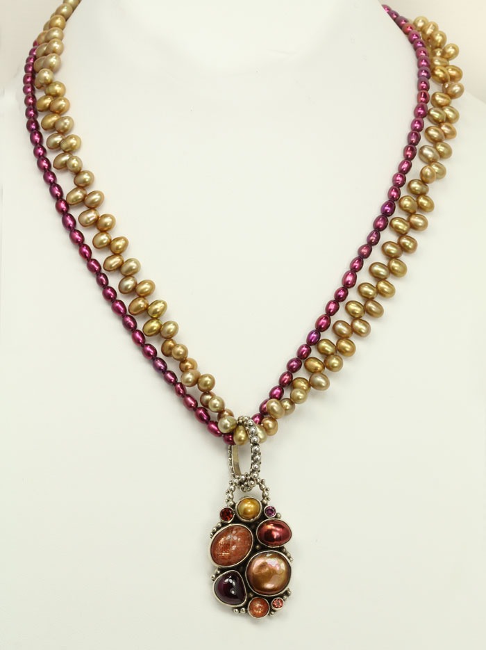 Gemstone Cluster Pendant Necklace