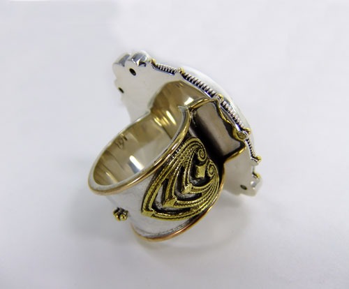 Golden Peacock Statement Ring with Gemstones