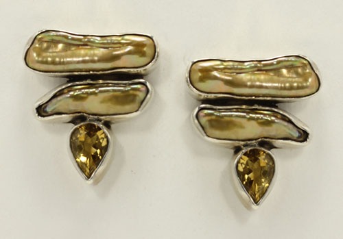 Gold Keshi Pearl Post Earrings