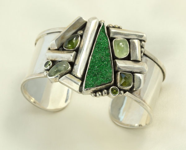 Green Drusy & Prehnite Cuff