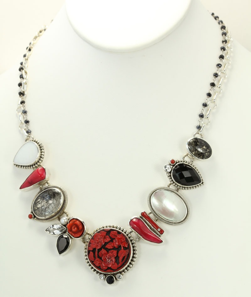 Mars & Valentine Graphic Chart Statement Necklace   