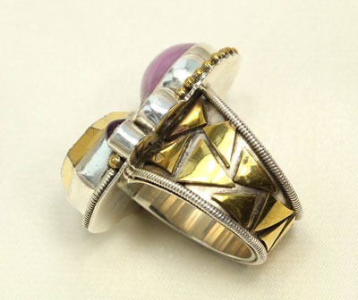 Phosphosiderite & Gold Drusy Cluster Ring