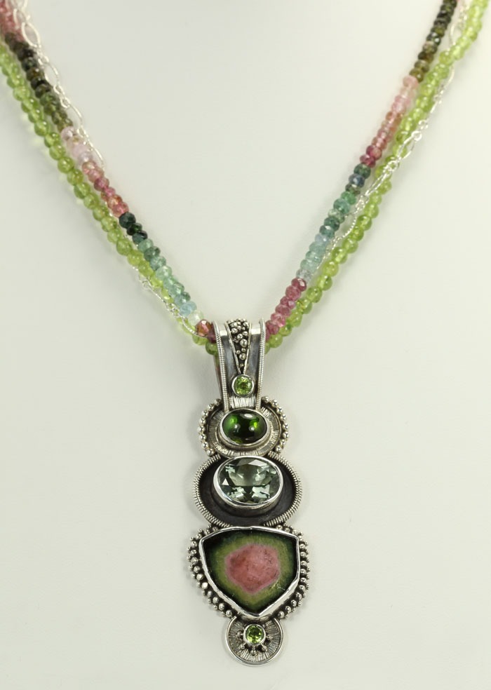 Echo of the Dreamer Watermelon Tourmaline Pendant Necklace