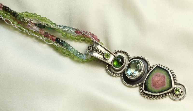 Echo of the Dreamer Watermelon Tourmaline Pendant Necklace