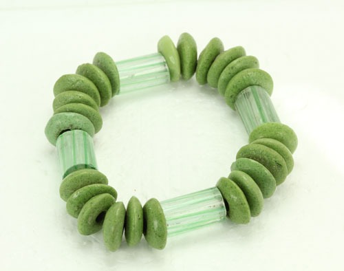 Czech Glass & Powdered Glass Stretch Bracelet
