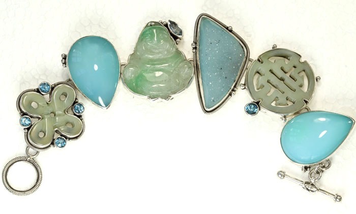 Echo of the Dreamer Jade Buddha Bracelet with Drusy