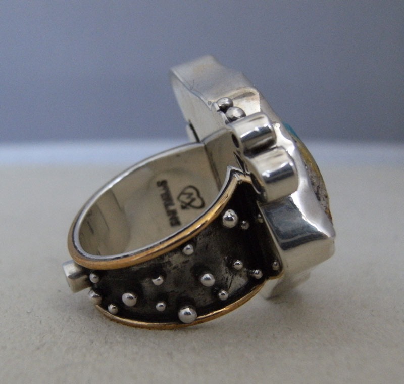 Mars & Valentine Enamel Fish Ring with Gemstones--Originally $188