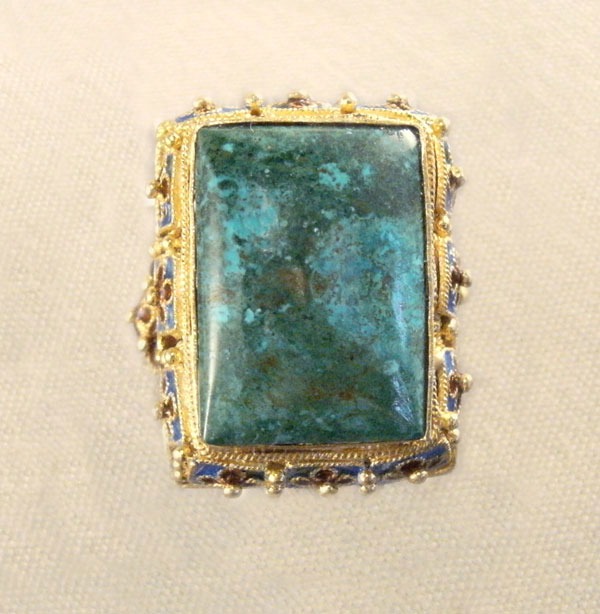 Green Chrysocolla Ring in Gold Vermeil--Size 8.75