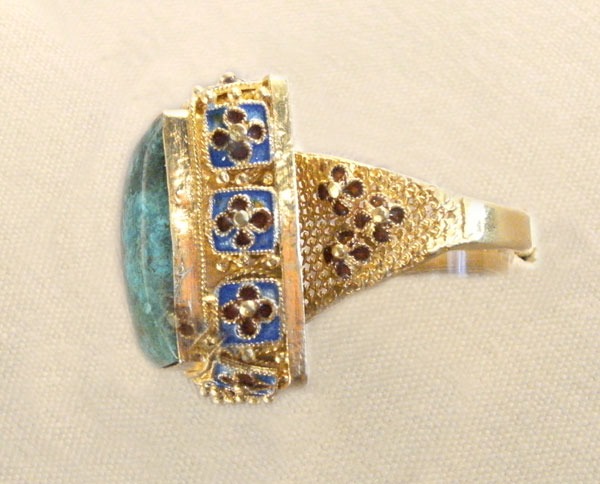 Green Chrysocolla Ring in Gold Vermeil--Size 8.75