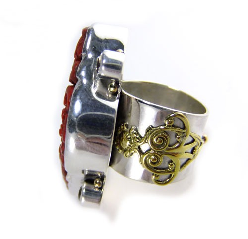 Carved Cinnabar & Citrine Ring--REGULAR PRICE $215.00