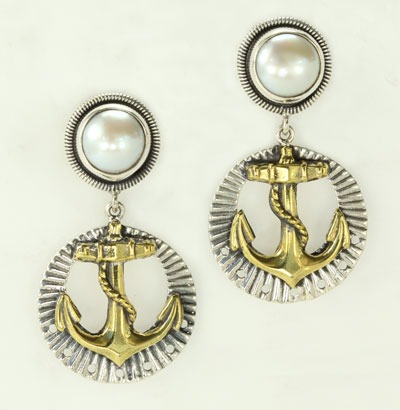 Mars & Valentine Anchors Aweigh Post Earrings
