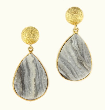 Amy Kahn Russell Brazilian Agate Drusy Post Earrings