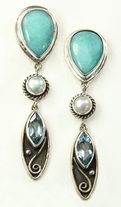 Echo of the Dreamer Amazonite & Blue Topaz Post Dangles  