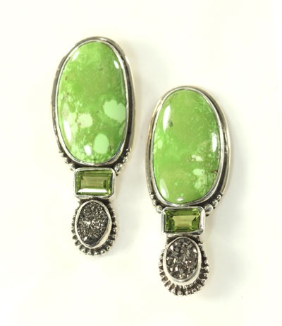 Echo of the Dreamer Green Turquoise & Peridot Post Earrings