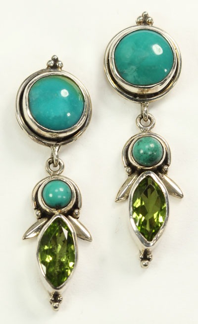 Echo of the Dreamer Turquoise & Peridot Post Dangles