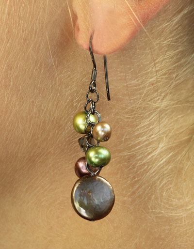 Fresh Water Pearl Cluster Wire Earrings