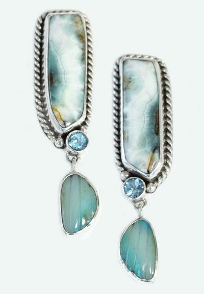 Echo of the Dreamer Hemimorphite & Opal Post Dangles