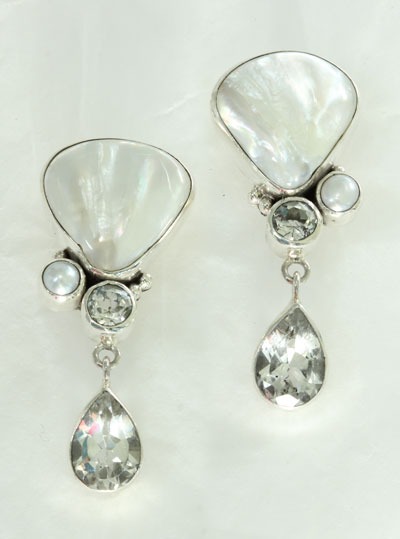 Echo of the Dreamer Mother of Pearl Fan Shell Post Earrings