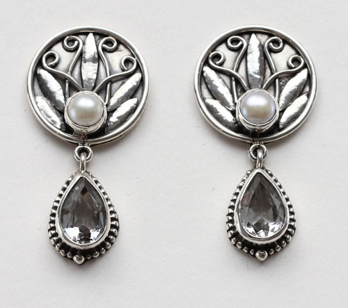 Ice Crystal Post Dangle Earrings