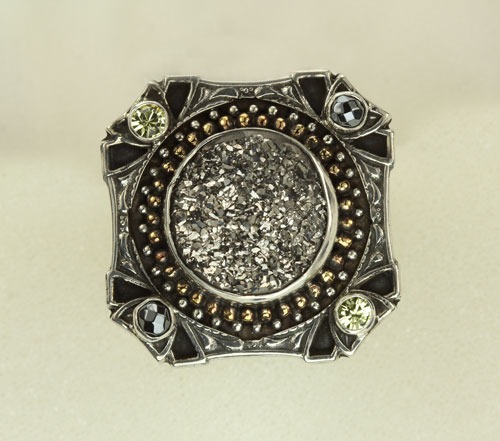 Jazz Age Ring with Black Drusy