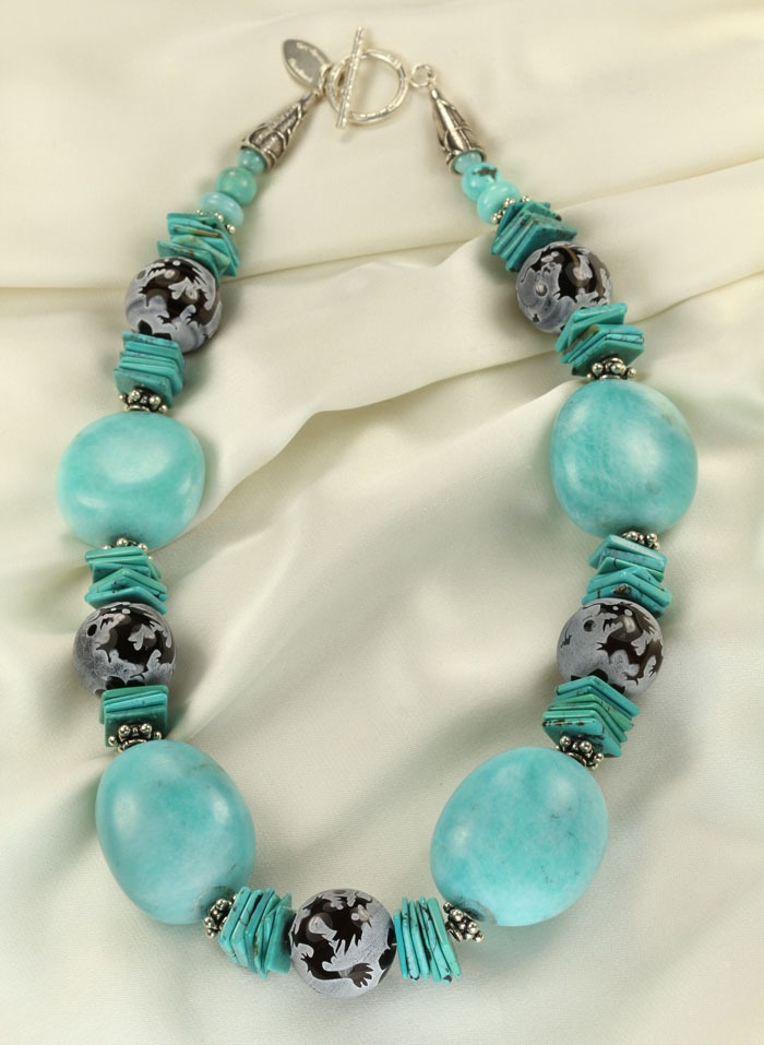 Amazonite, Turquoise, & Dragon Necklace