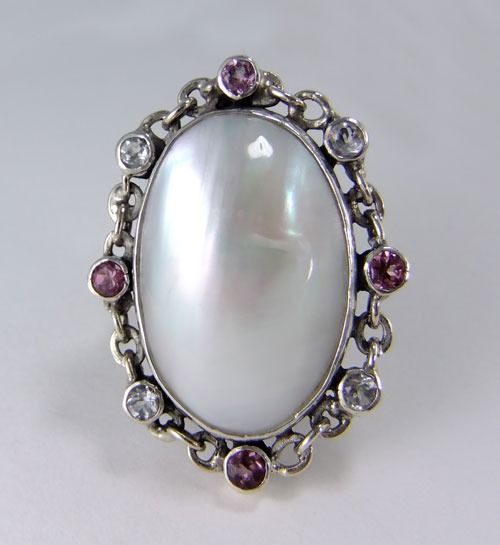 Mabe Pearl Ring with Pink Tourmaline  