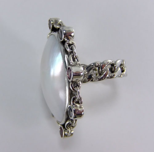 Mabe Pearl Ring with Pink Tourmaline  