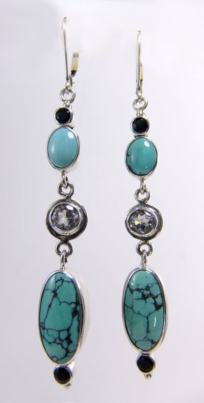 Turquoise & Black Onyx Dangles