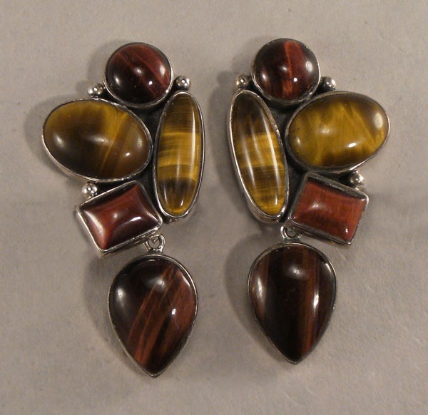 Amy Kahn Russell Tiger Eye Cluster Clip Earrings
