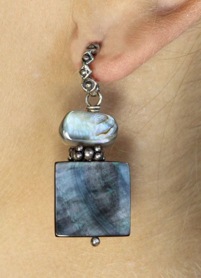 Andrea Barnett Black Mother of Pearl Post Dangles