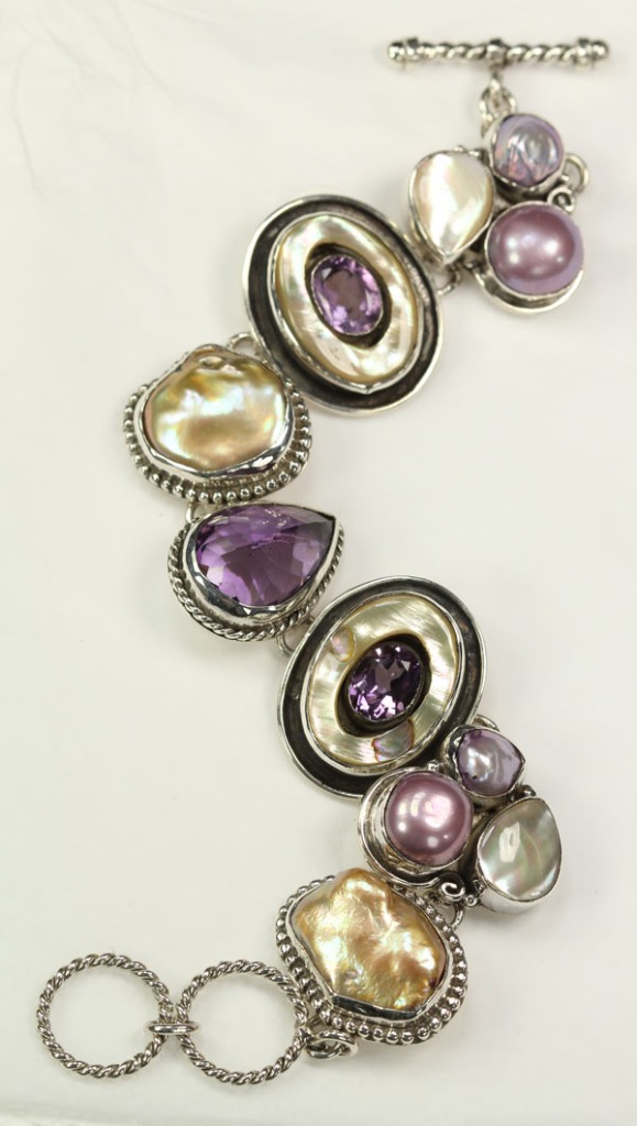 Echo of the Dreamer Amethyst & Lavender Pearl Statement Bracelet
