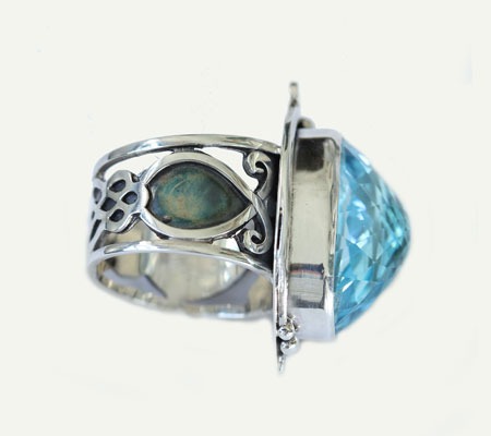 Echo of the Dreamer Faceted Blue Topaz Statement Ring