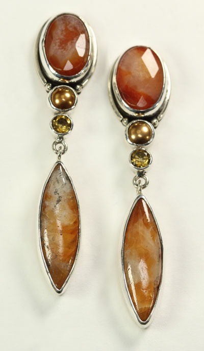 Echo of the Dreamer Faceted Carnelian Post Dangles