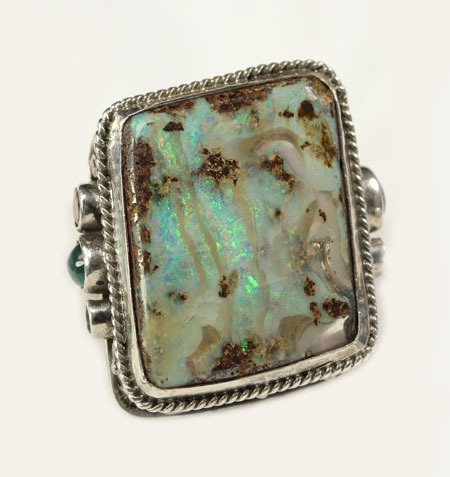 Echo of the Dreamer Large Boulder Opal Statement Ring