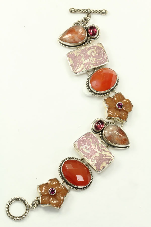 Echo of the Dreamer Rhodolite & Carnelian Bracelet