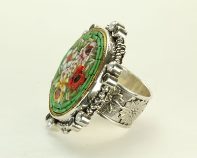 Mars & Valentine Large Antique Micro-Mosaic Statement Ring