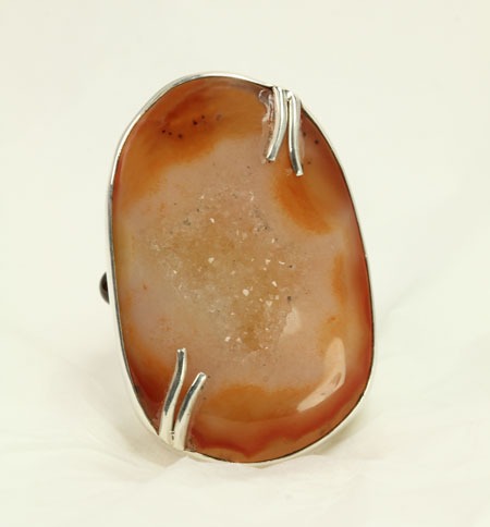 Large Carnelian Drusy Statement Ring