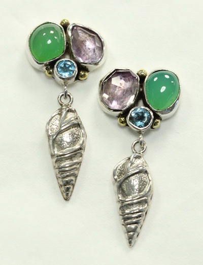 Mars & Valentine Gem Cluster Shell Post Earrings