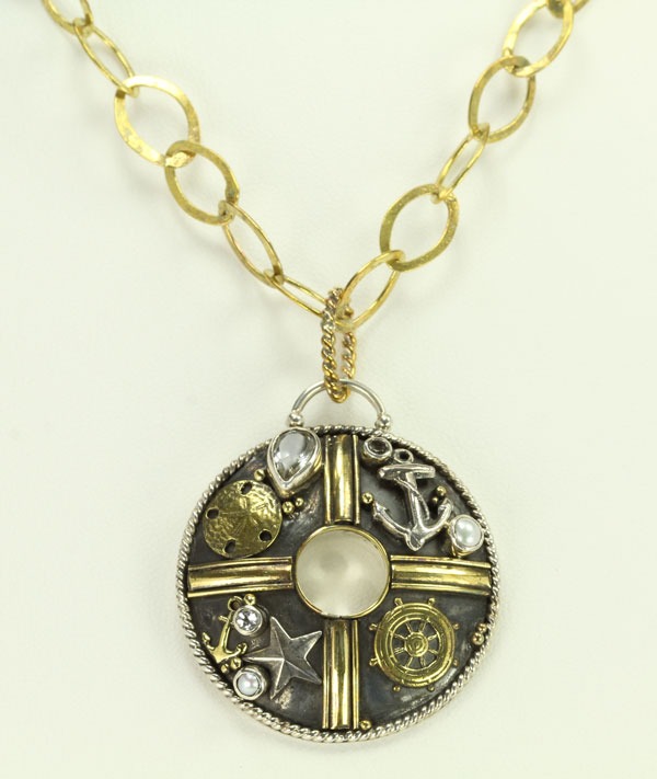 Mars & Valentine Nautical Life Preserver Cluster Necklace
