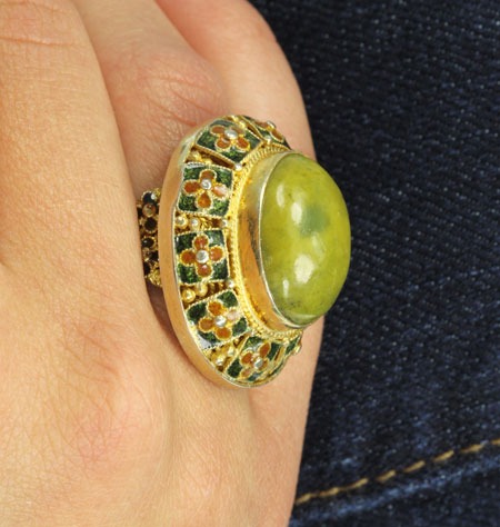 Serpentine Ring in Gold Vermeil Setting