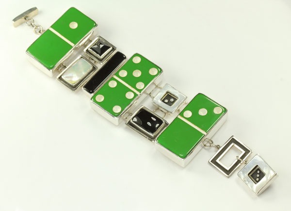 Mars & Valentine Vintage Green Domino Very Large Statement Bracelet