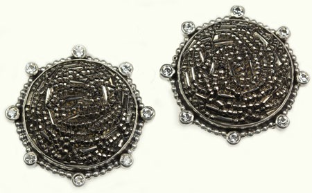 Echo of the Dreamer Vintage Silver Czech Glass Large Clip Earrings