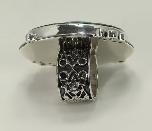 Antique Large Oval Blue Micro Mosaic Ring
