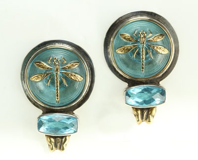 Amy Kahn Russell Czech Glass Dragonfly Post Earrings