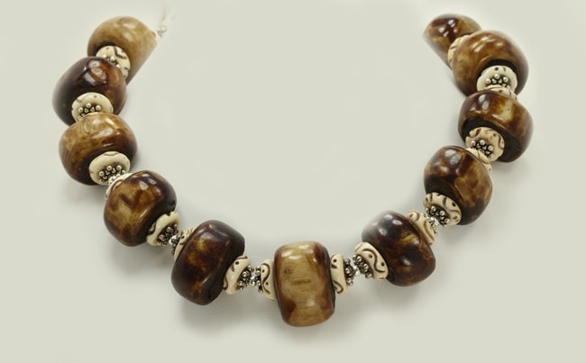 Amy Kahn Russell Hand-Carved Bone Necklace 