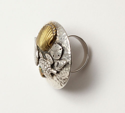 Amy Kahn Russell Large Sterling Silver Sea Life Ring