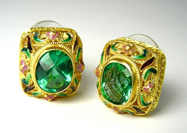 Barbara Garwood Green Quartz Post Earrings